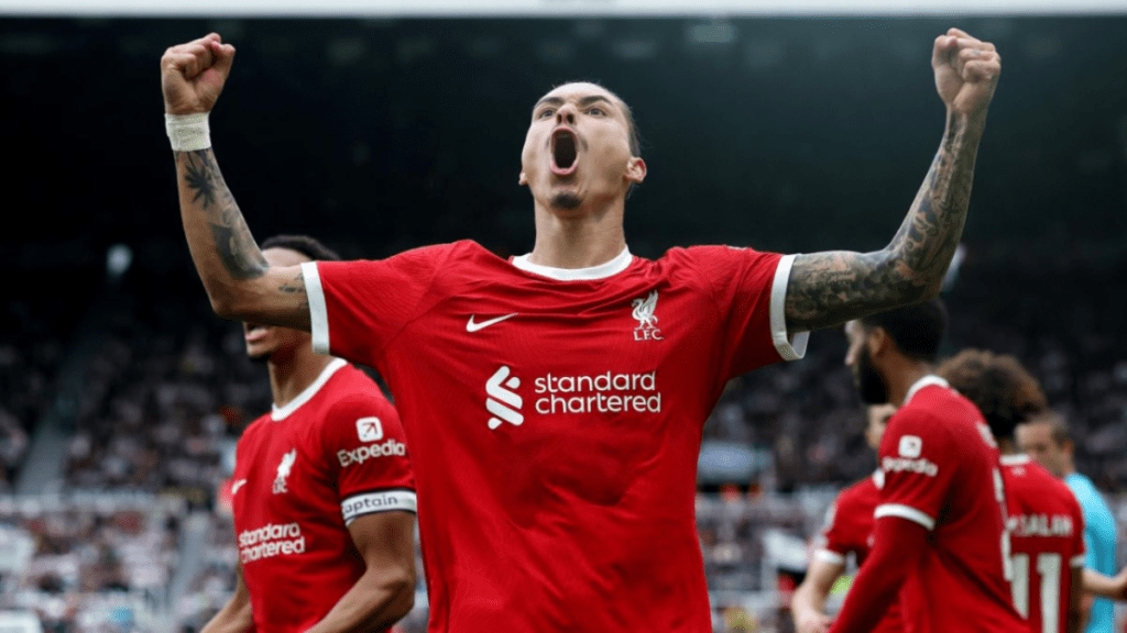 Darwin Nunez’s brace secures three points for ten-man Liverpool