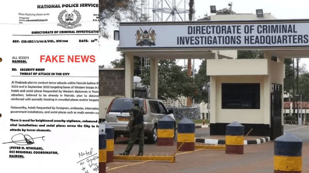 DCI dismisses letter warning Nairobians of impending Al-Shabaab attack as fake