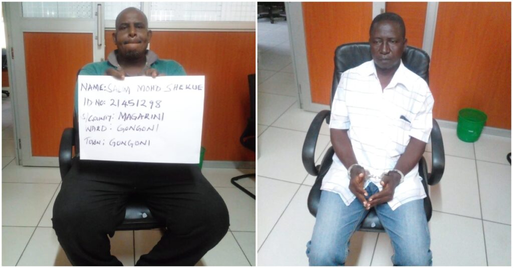 Two arrested in Mombasa bribing Ksh 250,000 to join KDF