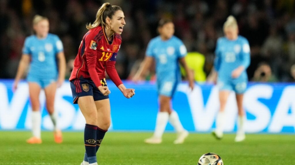 Spain’s captain Olga Carmona receives news of her father’s death after winning the Women’s World Cup final.