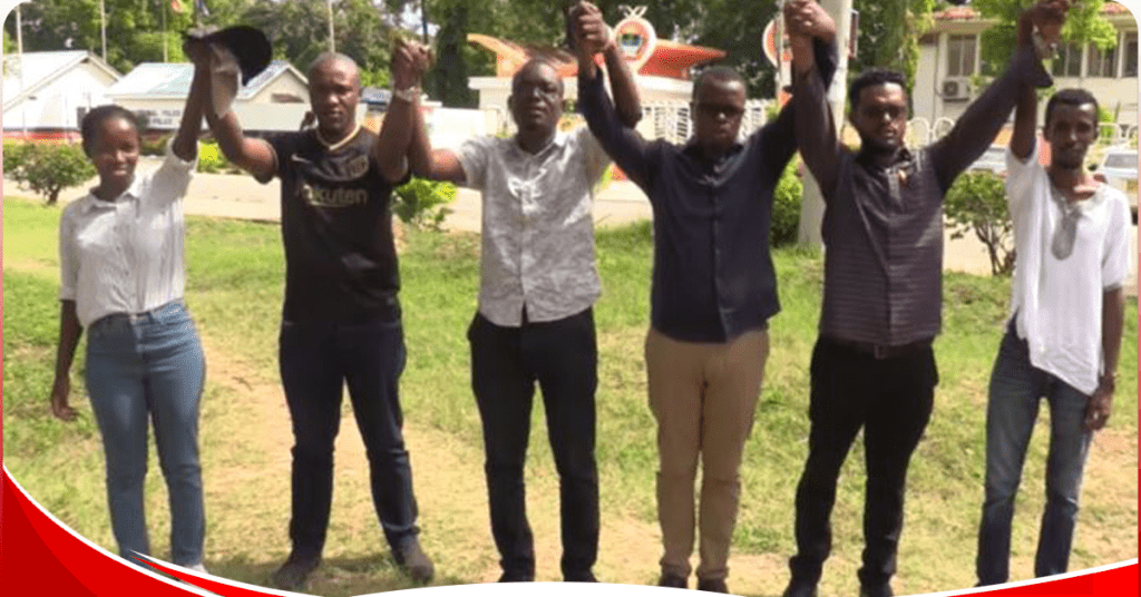 A section of KMPDU officials as they issued a strike notice on December 8, 2023 in Kilifi. Photo: TV47