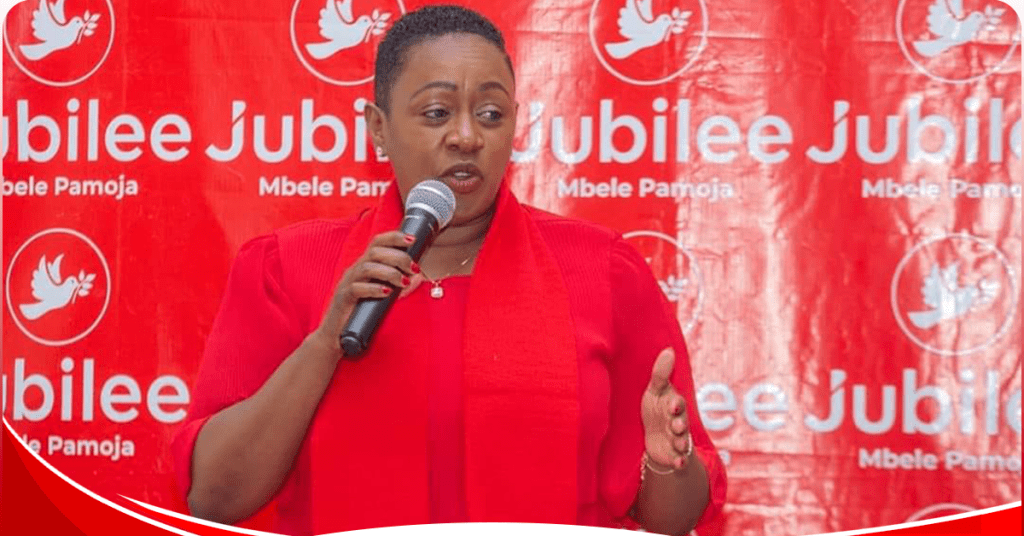 Nominated MP Sabina Chege during a Jubilee party leadership meeting. Photo: Sabina Chege/Facebook