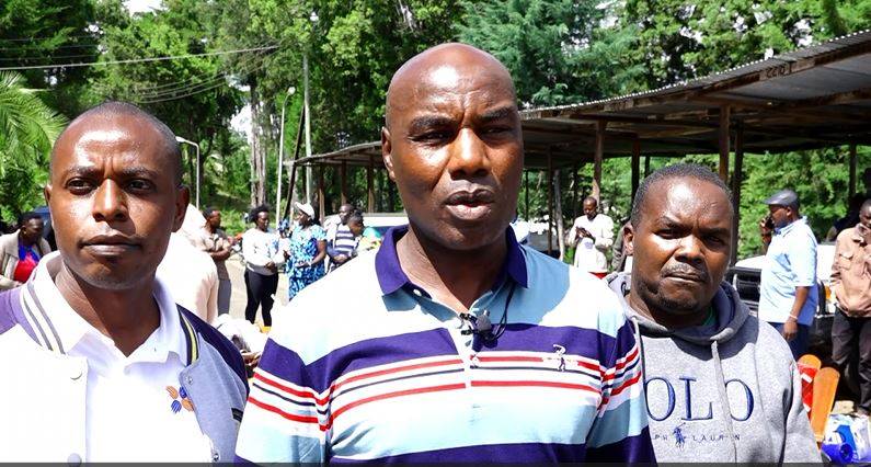 Baringo County Police Commandant Julius Kiragu speaking to the press in Kabarnet after the arrest of 9 suspected robbers on January 28, 2024. Photo: TV47