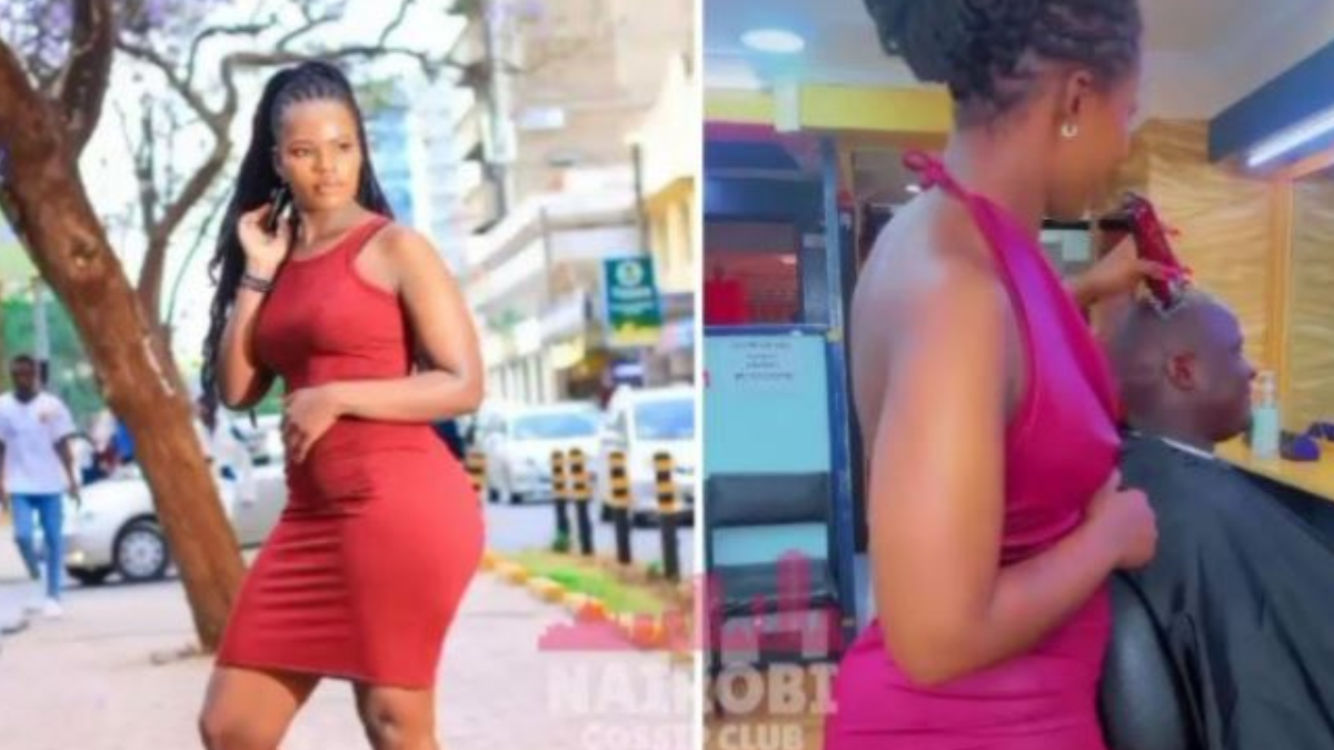 Female barber dances for clients before offering her services in Nairobi