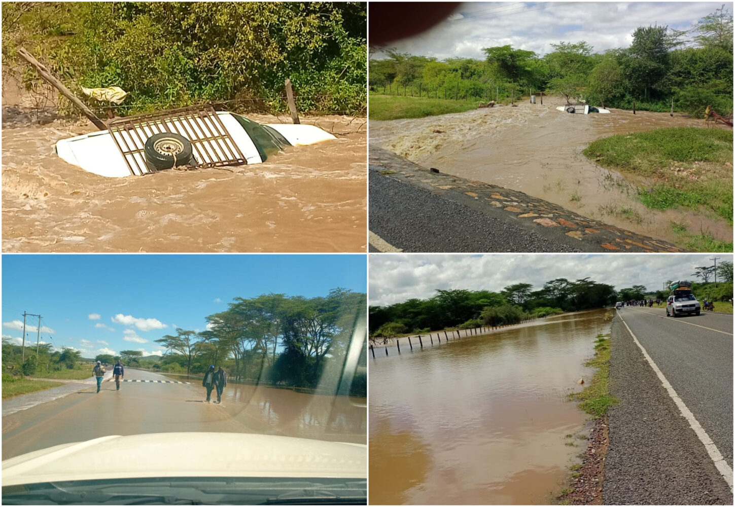 Two escape death as their vehicle is swept away by floods