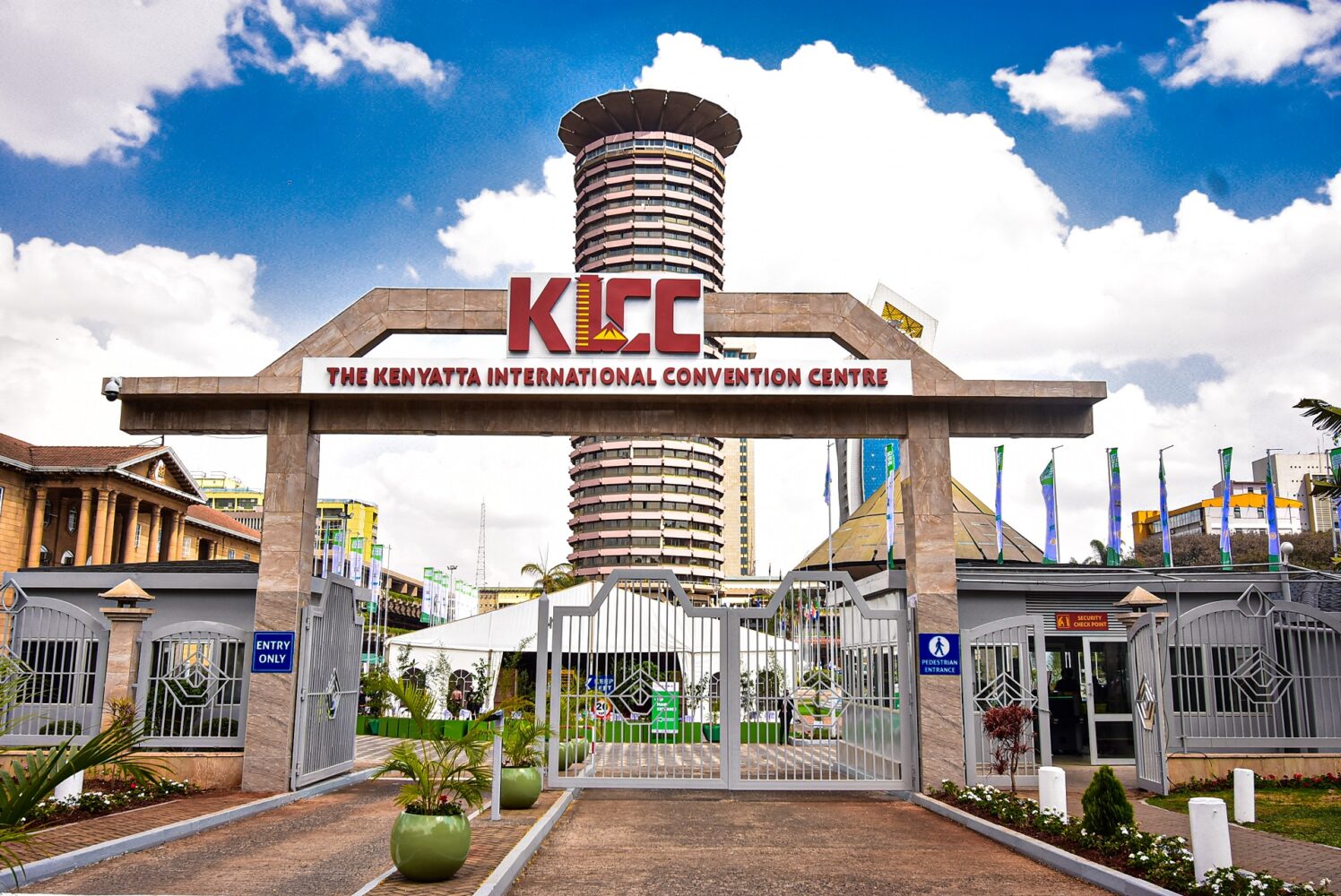 The Kenyatta International Convention Centre (KICC) entrance in Nairobi.