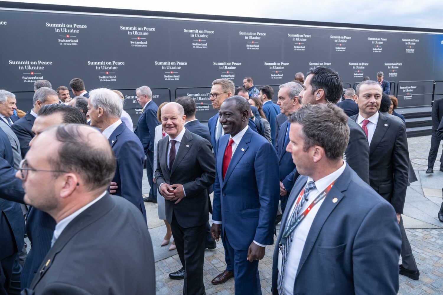 President William Ruto (left) arrives in Burgenstock, Switzerland on June 15, 2024, for the Peace Summit. Photo/PCS