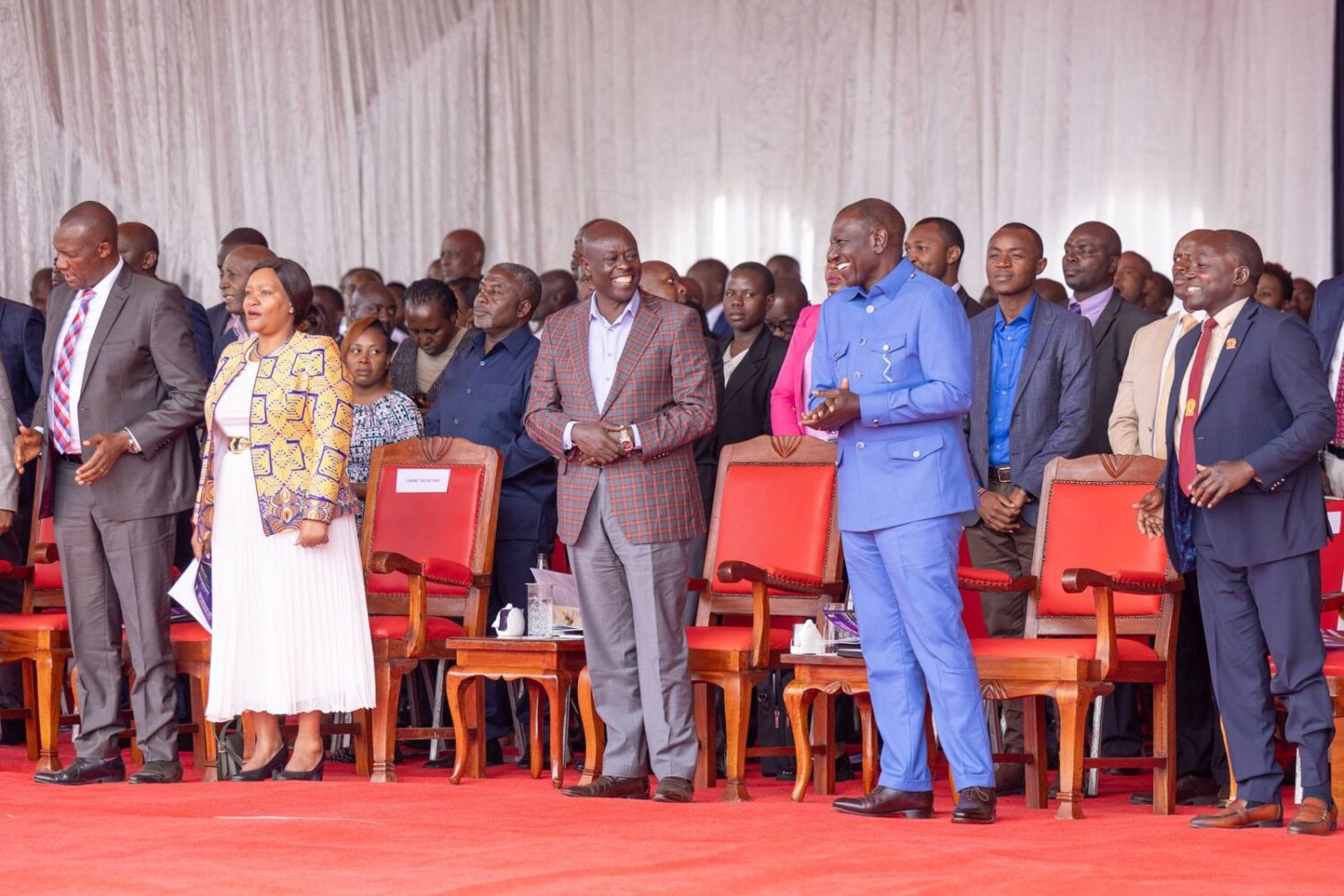 President William Ruto with his deputy Rigathi Gachagua during a Sunday Service at ACK Church in Nyahururu on June 23, 2024. The president promised to address issues raised during anti-Finance Bill protests. Photo/TV47. 