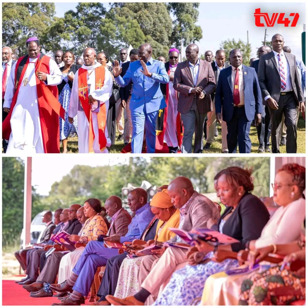 President William Ruto and deputy president Rigathi Gachagua attend ACK Church service in Nyahururu. PHOTO/TV47