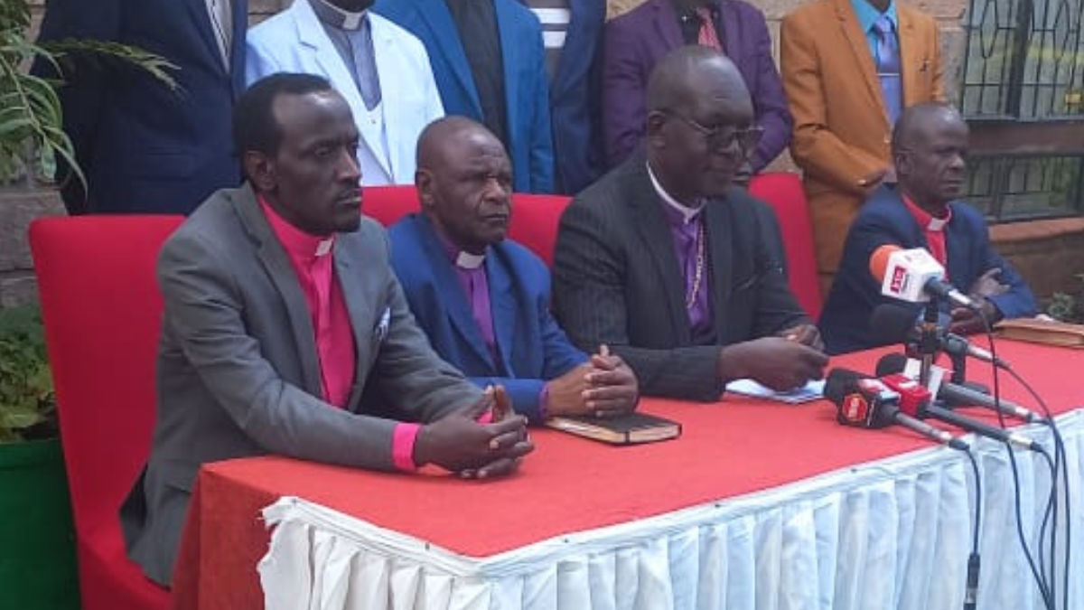 The Church and Clergy Association of Kenya leaders during a press briefing in Nairobi on June 26, 2024. PHOTO/TV47.