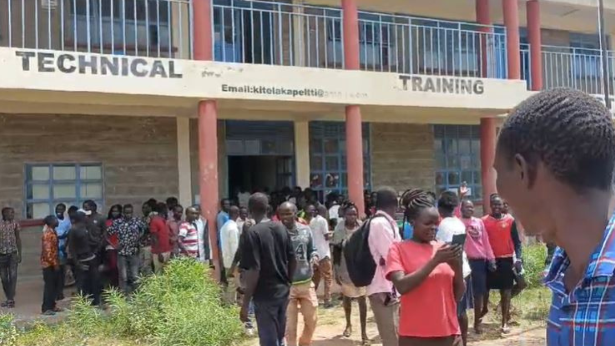 Tension at Kitalakapel Technical Training Institute in West Pokot. Photo/TV47