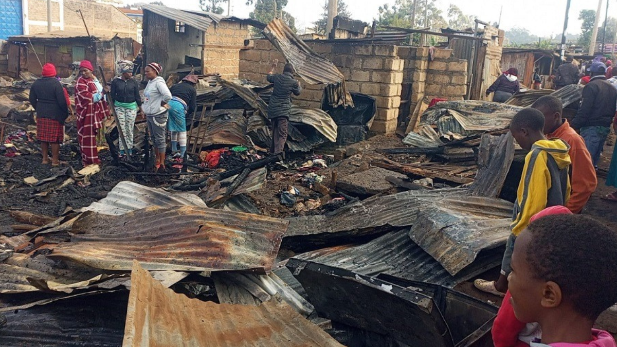 Over 150 families left homeless as fire destroys houses in Machakos
