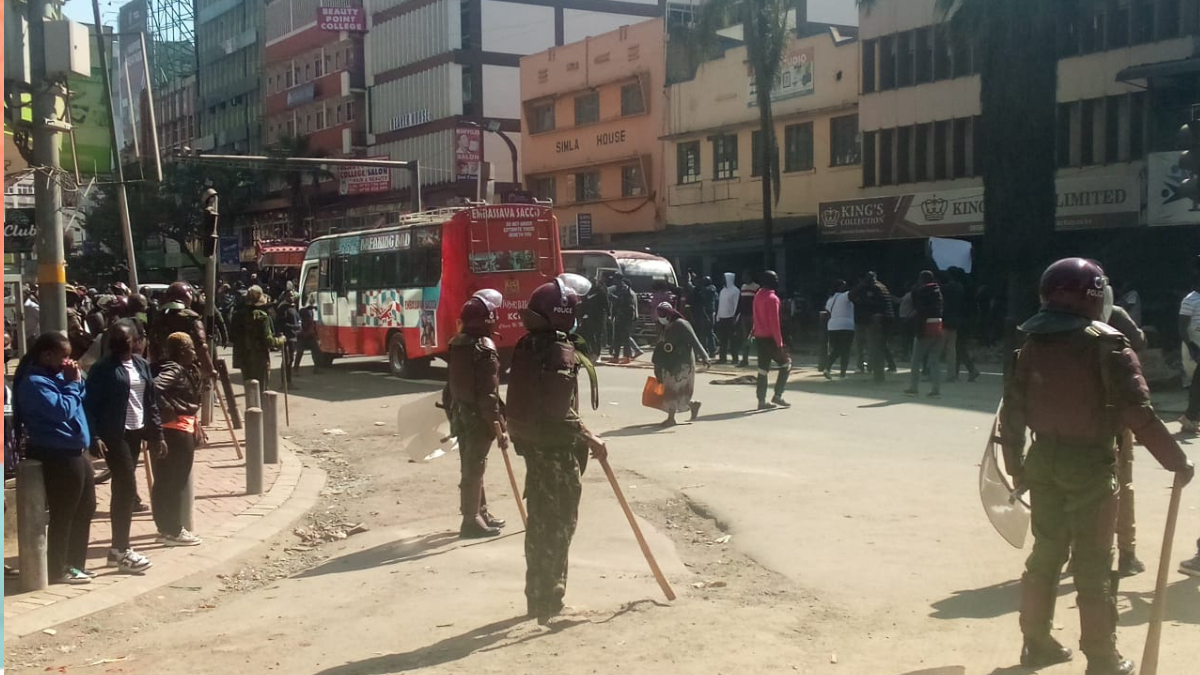 Heavy police deployment in Nairobi’s CBD on June 25, 2024. Photo/TV47