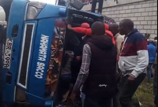 Several injured as Nakamata Sacco bus overturns at Gateway Mall