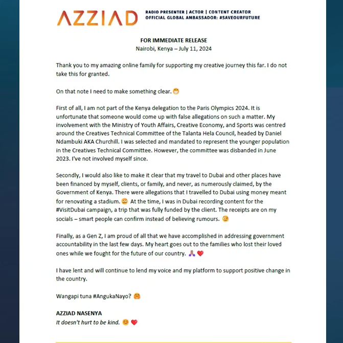 Azziad releases a statement to set the record straight on the Paris and Dubai controversy. Photo: Azziad/Instagram