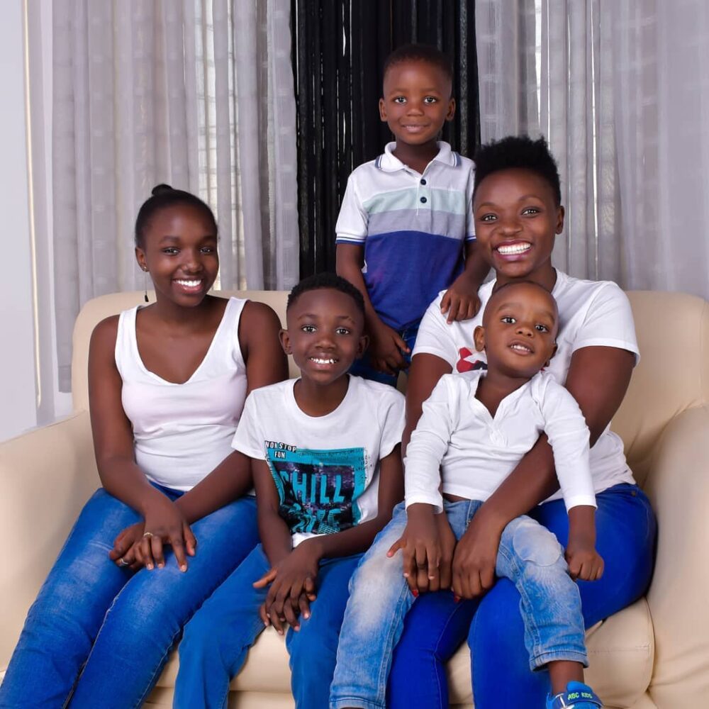 Former Tahigh High actress Nyaboke Moraa with her four kids. Photo: Nyaboke Moraa/Instagram