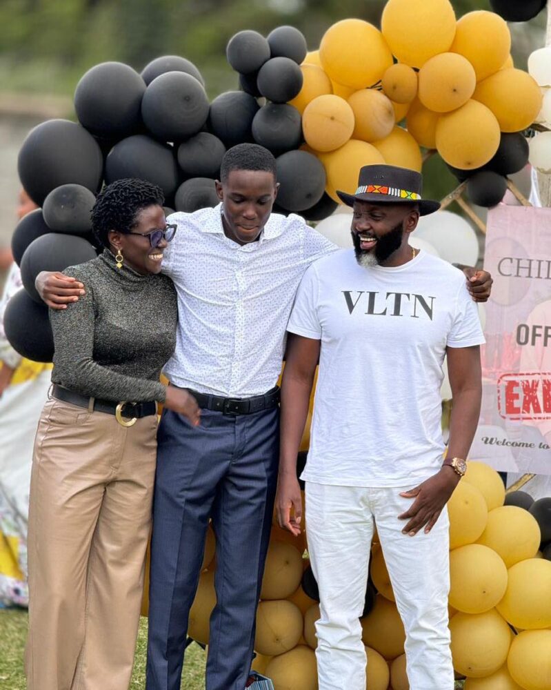 According to Thuranira, Jordan had requested a memorable party to celebrate with his friends as he turned his first page as an adult. Photo: Mwenda Thuranira (Right) with his son and wife./ Instagram.