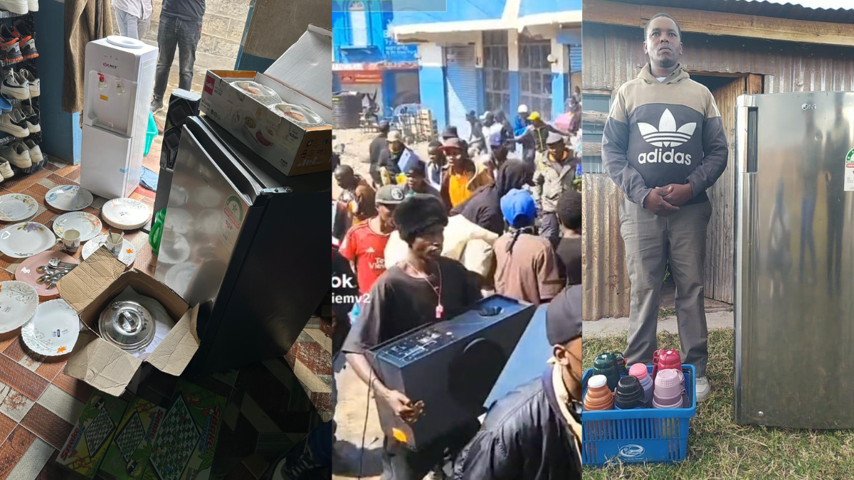 Suspects caught red-handed with goods stolen from supermarkets during protests. Photo/DCI