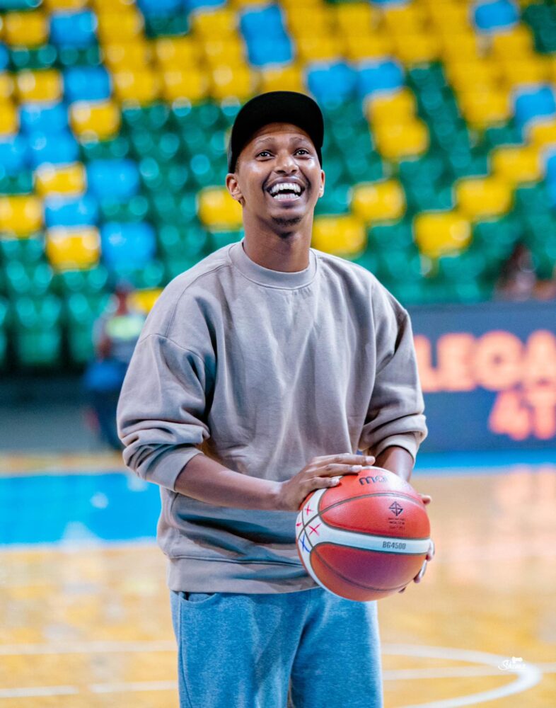 Mbonyi in a basketball court shooting hoops. Photo: Facebook