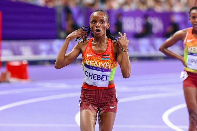 Beatrice Chebet beats compatriot Faith Kipyegon to win Kenya her first gold medal in the women’s 5000m finals