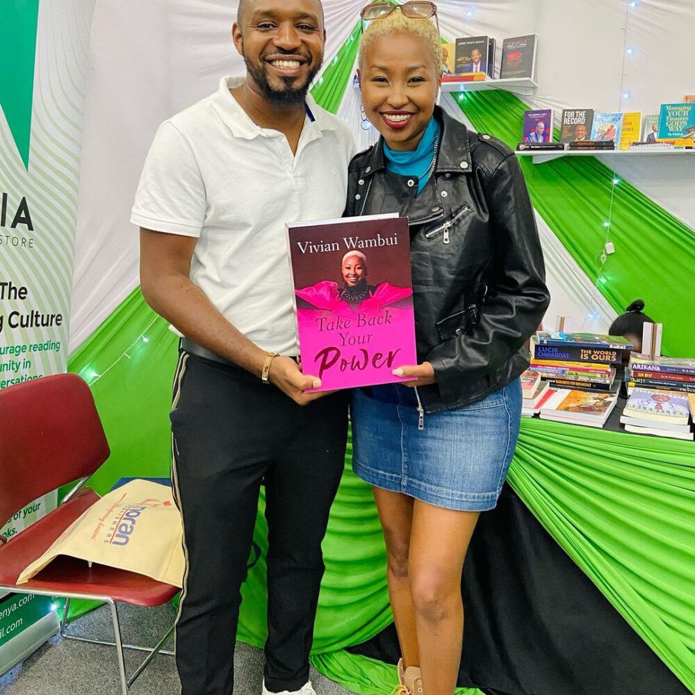 Singer Vivianne and Controversial Human Rights Activist Boniface Mwangi during her book launch 'Take Back Your Power'. Photo: Instagram