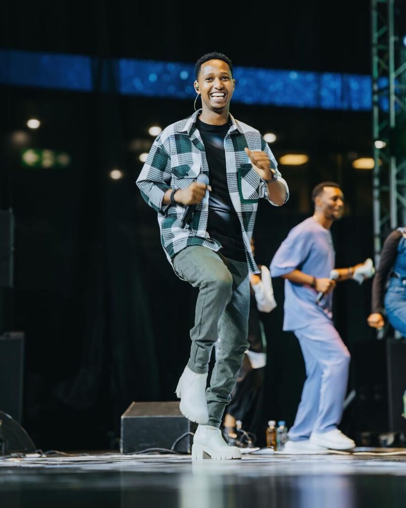 Israel Mbonyi in his element. His Icyambu Live Concert at the BK Arena in Rwanda was packed to the brim. Photo: Instagram