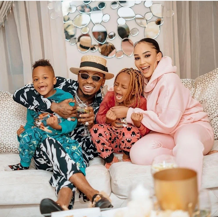 Zari The Boss Lady hanging out with Diamond Platnumz and their kids Princess Tiffah and Prince Nillan. Photo:Instagram