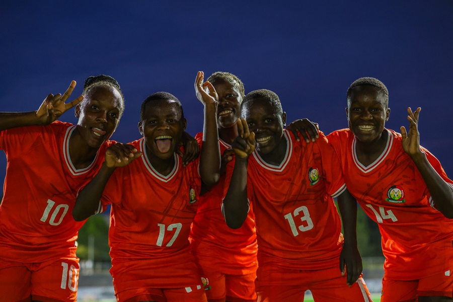 Junior Starlets celebrate a goal during their friendly match against Valencia CF Women.

