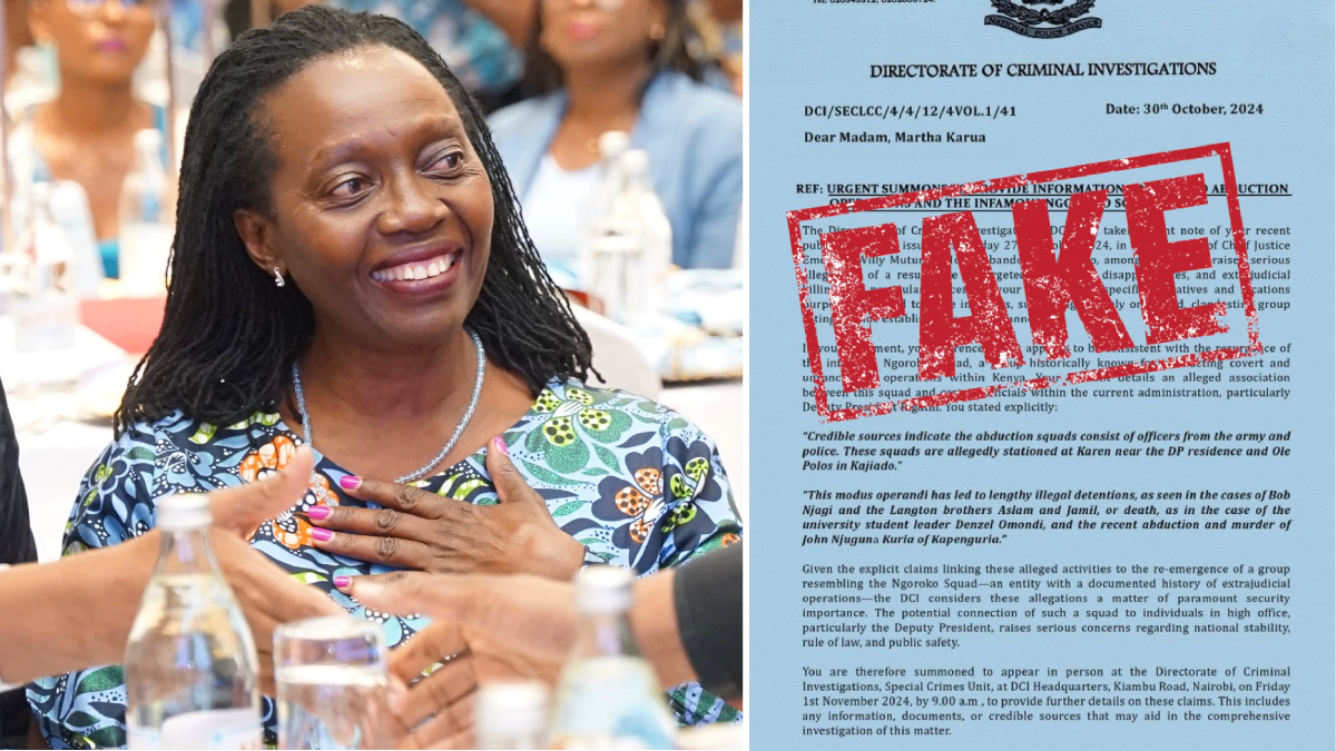 DCI says letter summoning Martha Karua over abductions is fake