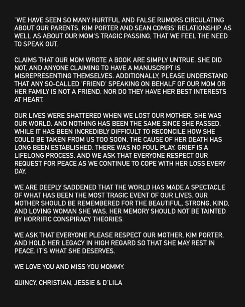 Diddy's kids' released a joint statement about their dad P.Diddy regarding all the allegations leveled against him. Photo: King Combs/Instagram