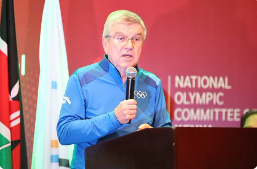 IOC President Thomas Bach with Kenyan Olympic officials during his visit to Nairobi