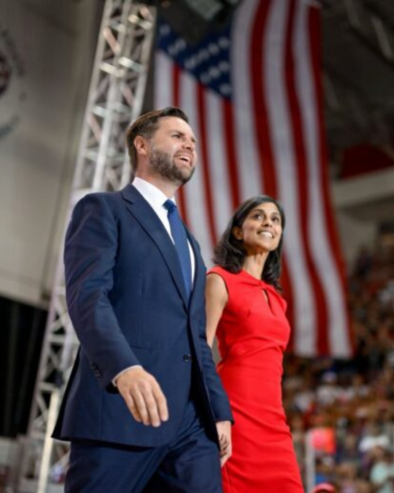 Usha Vance, wife to Deputy President-elect JD Vance makes history by becoming the first Indian American second lady. Photo: JD Vance (L) Usha Vance (R), Trump Vance campaign.