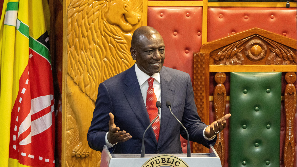 President William Ruto speaking during the State of the Nation Address at Parliament buildings on November 21, 2024. Photo/TV47