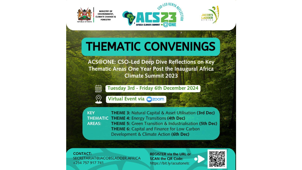 Jacob’s Ladder Africa to Host Final Thematic Pre-Convenings Ahead of Historic ACS@ONE Climate Reflection Conference