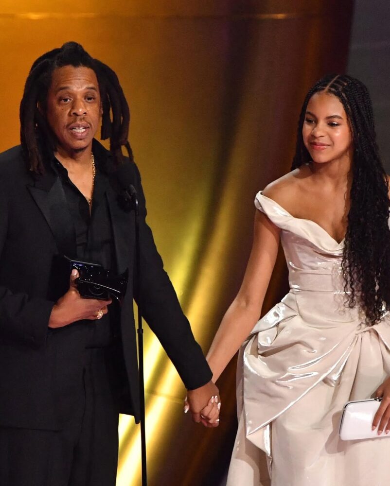 Jay-Z was joined by his and Beyoncé’s daughter, Blue Ivy, on stage to accept the Dr. Dre Global Impact Award at the 2024. Photo: Getty Images