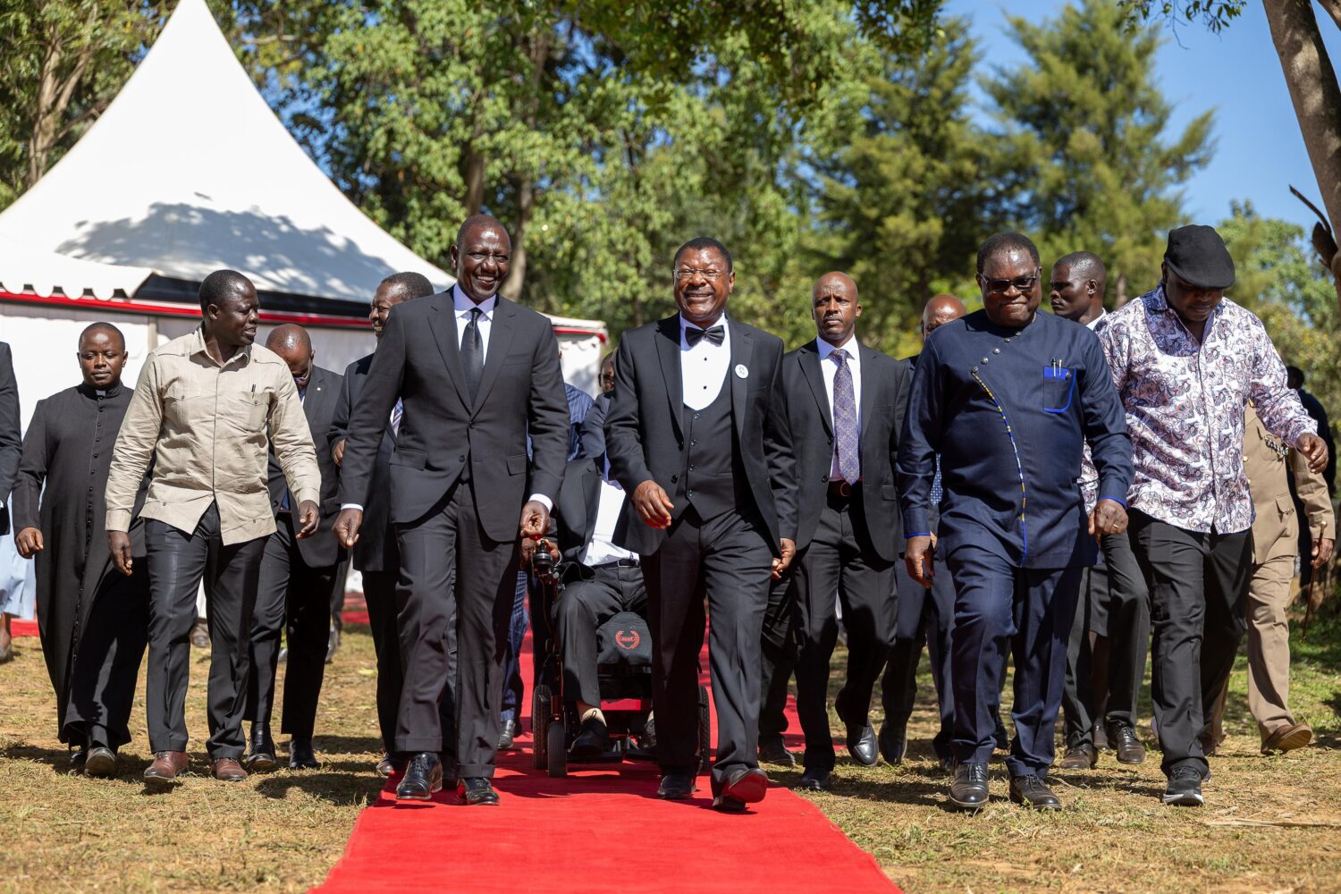 President William Ruto (2nd from left) arrive in Mukhweya village, Bungoma County for the burial of Wetangula's mother on January 3, 2025. Photo/TV47. 