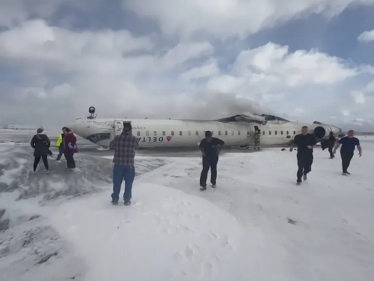 Delta Airlines plane crashes at Toronto Airport, flips upside down