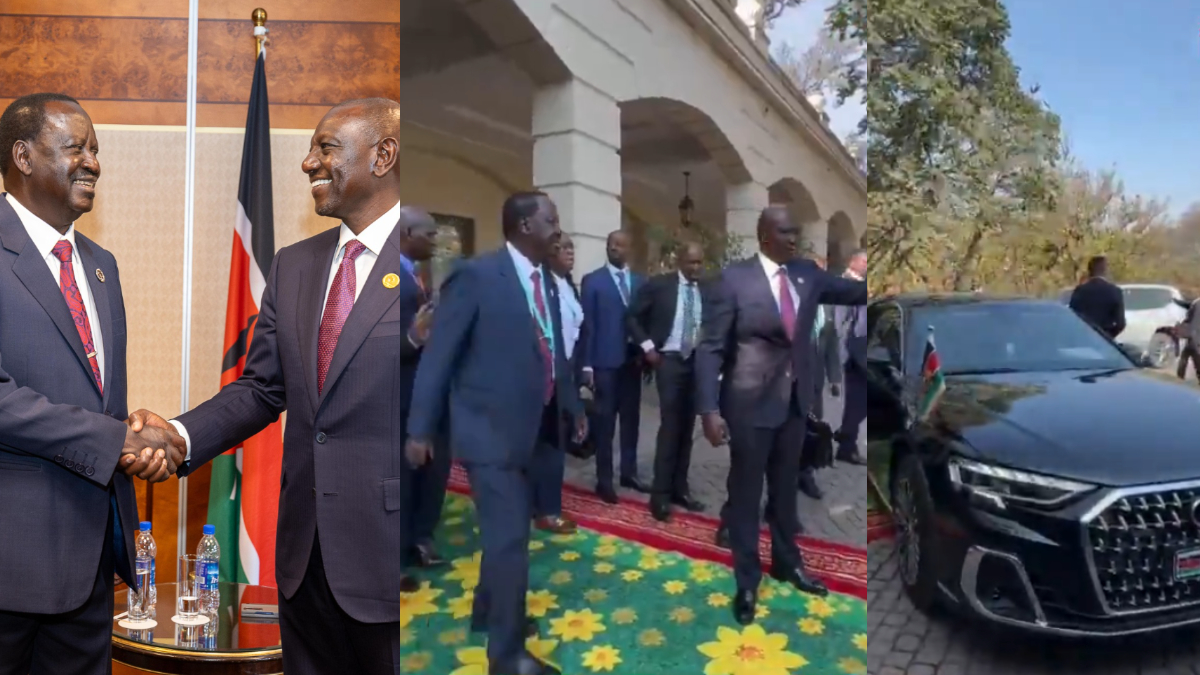 President Ruto, Raila ride in the same vehicle to AU summit ahead of crucial vote