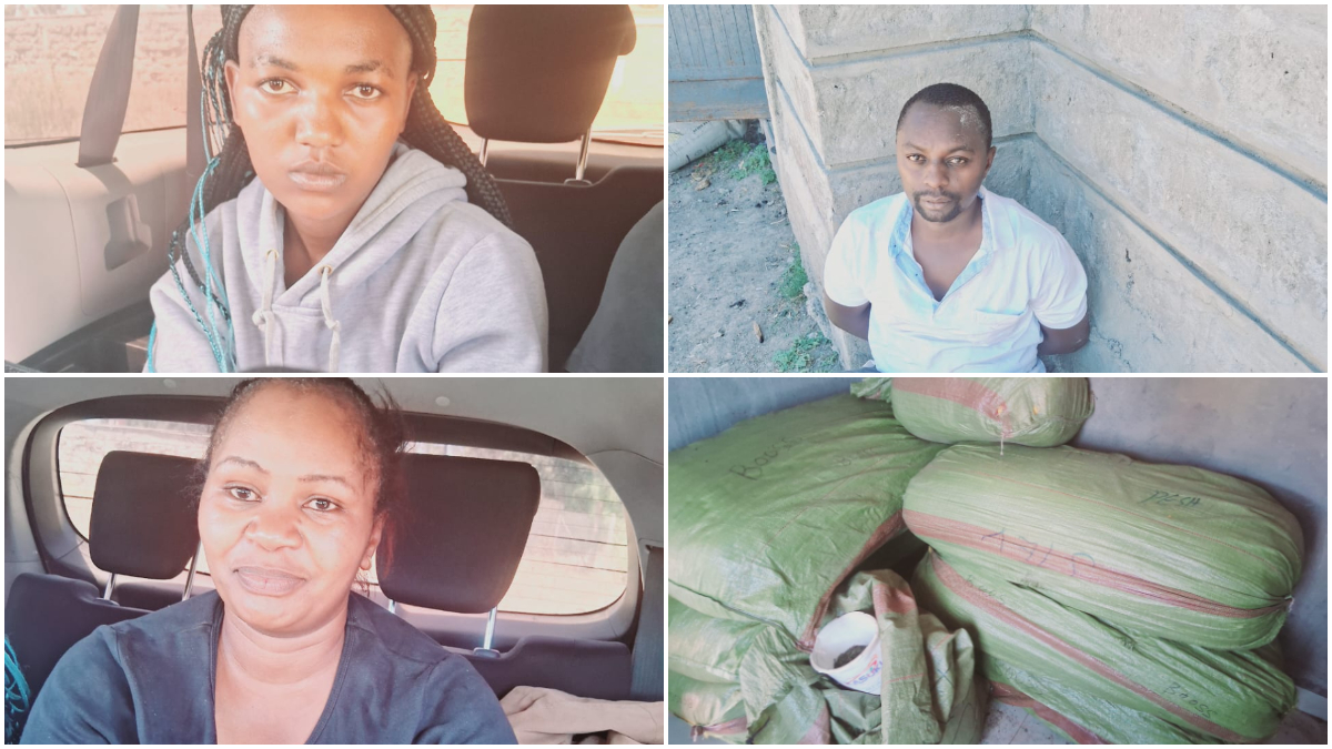 The dramatic arrest of 3 notorious drug traffickers along Kangundo Road; 15 bags of bhang recovered