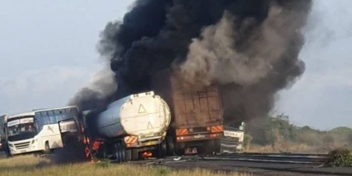 Fuel tanker and lorry crash sparks massive flames on Nairobi-Mombasa highway